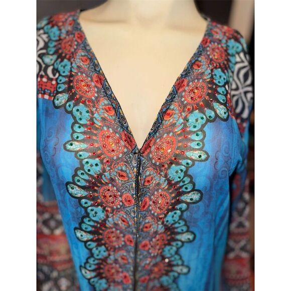 Venus Women's Multicolor Front-Hook Long Cape Beach Cover Up Size L - Picture 6 of 15